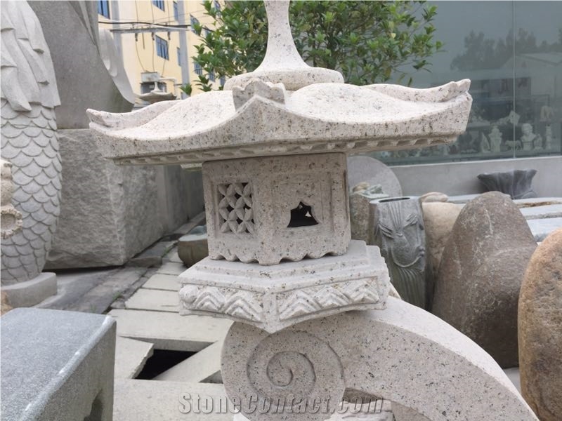 China Grey Granite Lanterns,Japanese Style Outdoor Stone Lanterns,Handcarved Garden Lamps