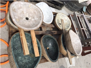 China Mosaic Stone Sinks,Round Wash Basins for Bathroom Decoration