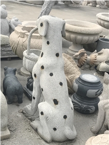China White Granite Cute Dog Sculpture,Animal Statue for Garden Decoration