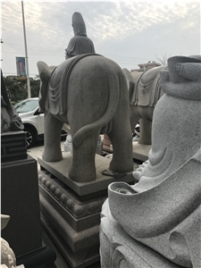 China White Granite Elephant Sculpture,Outdoor Animals Statue for Landscape Decoration
