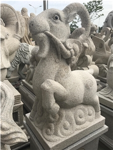 China White Granite Sheep Sculpture,Chinese Zodiac Animals Statue,Outdoor Handcarved Animals Sculpture