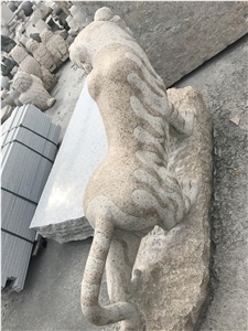 China White Granite Tiger Sculpture,Chinese Zodiac Animals Statue,Outdoor Handcarved Animals Sculpture