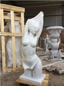 China White Marble Woman Sculpture,Polished Figure Western Statues for Museum Decoretion