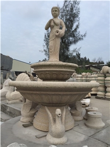 China Yellow Granite Fountain,Outdoor Sculptures Founntains,Handcarved Stone Water Featuess