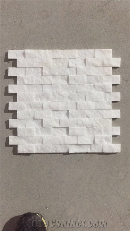 Chipped White Marble Mosaic Tile Split Chinese Crystal White Mosaic Tile for Wall