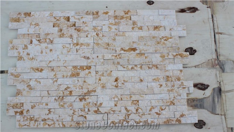 Golden Marble Mosaic Tile Split Face Sunny Beige Mosaic Tile for Wall