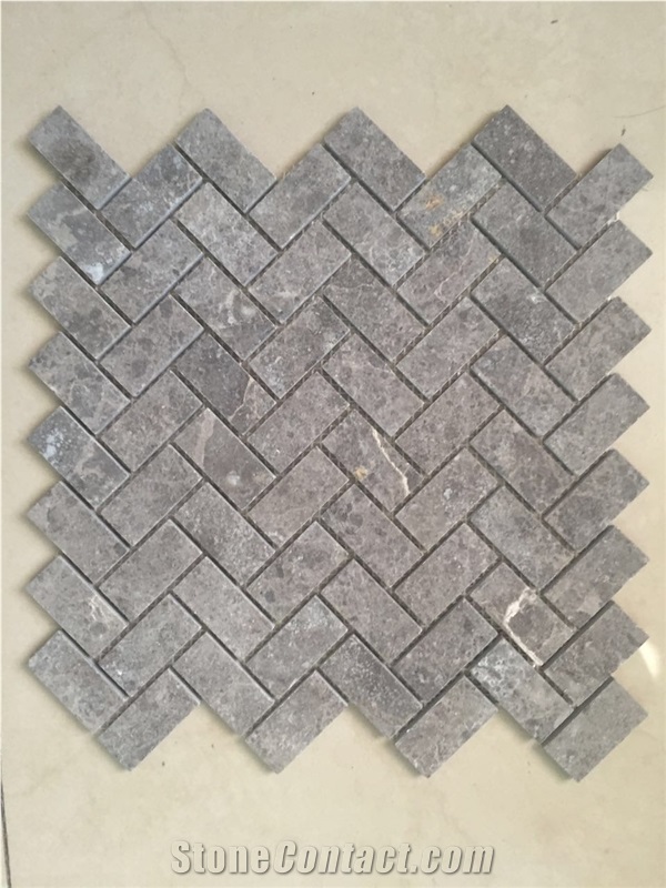 Grey Marble Linear Strip Mosaic Marble Grey Herringbone Mosaic Tile for Wall