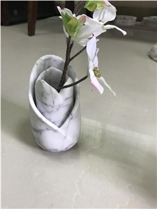 Hand Work Polished Marble Flower Vase,Interior Decoration Marble Vase