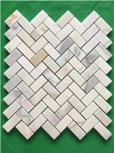 Marble Calacatta Herringbone 23*48 Polished Mosaic Tile for Back Splash