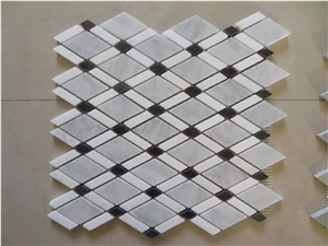 Polished Marble Mosaic Tile Carrara White Rhombus Mosaic Tile for Walling