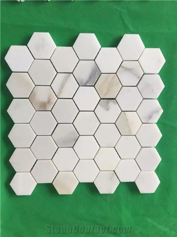 Polished Marble Mosaic Tile Marble Calacatta Hexagon Tile for Wall