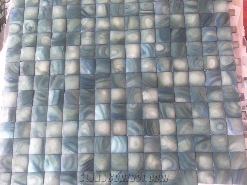 Polished Mother Of Pearl Interior Wall Mosaic,Green Square Mop Mosaic Pattern with Back Net