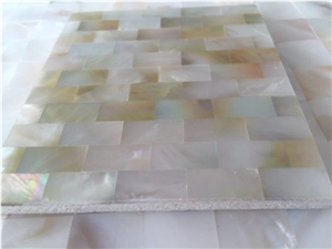 Polished Mother Of Pearl Wall Mosaic,Golden Mop Thin Laminated Mosaic Pattern