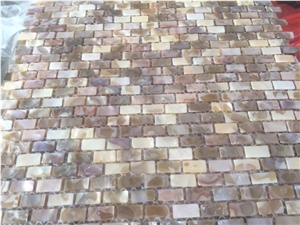 Polished Square Mop Mosaic Tiles with Multicolour,Mother Of Pearl Interior Thin Laminated Mosaic