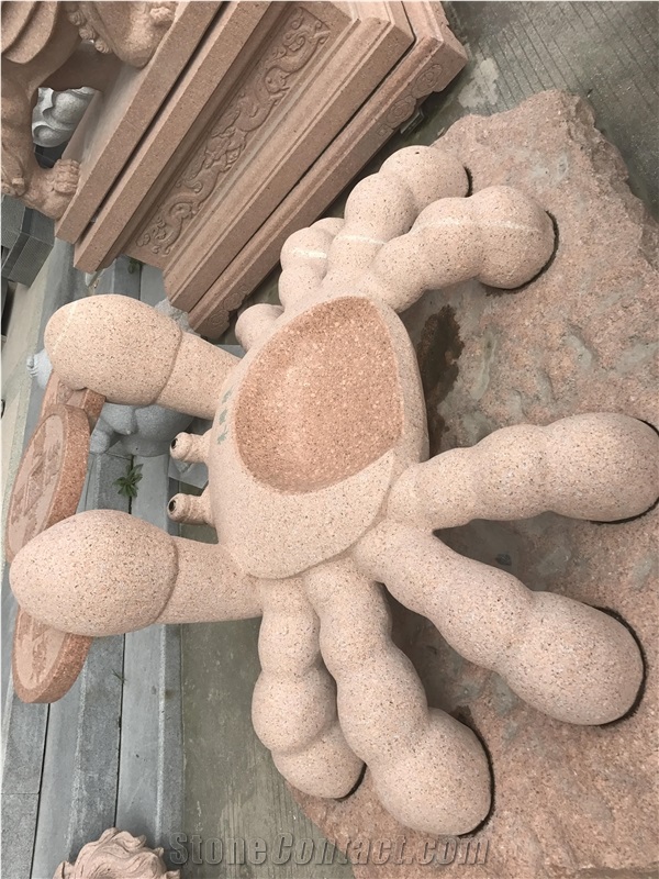 Red Granite Crab Sculpture,Big Seafood Sculpture for Outdoor Decoration,Crab Garden Sculpture