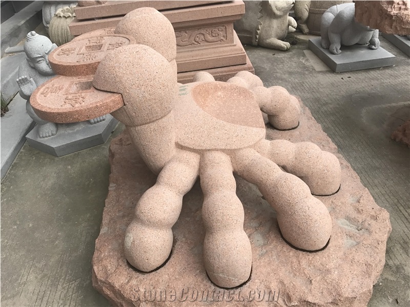 Red Granite Crab Sculpture,Big Seafood Sculpture for Outdoor Decoration,Crab Garden Sculpture