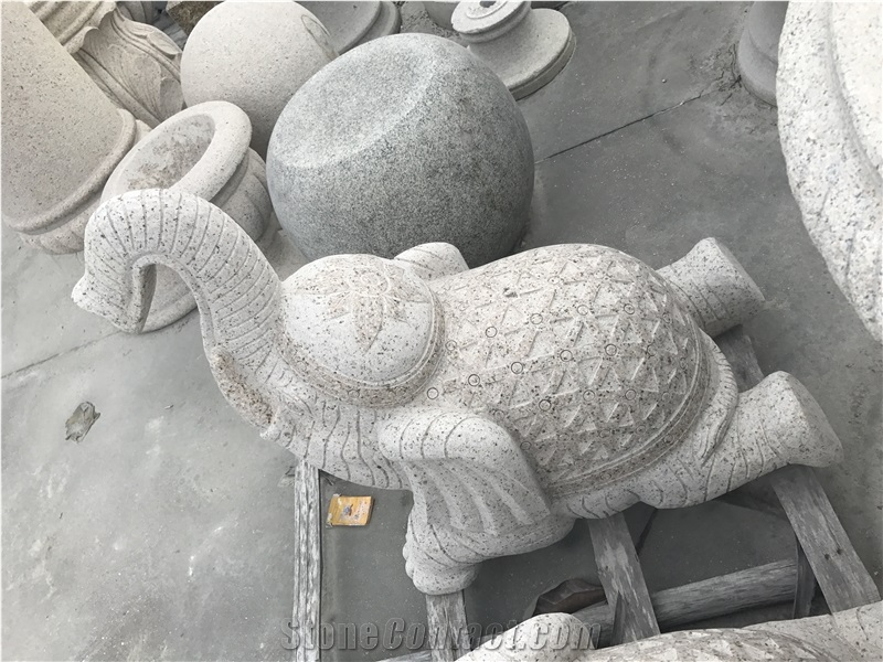Small Elephant Statue for Fountain Decoration,China White Granite Animals Sculpture