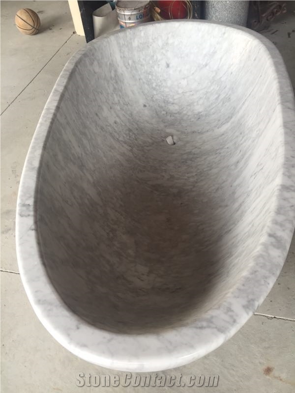 White Carrara Marble Bathtrub,Oval Bathtub with Polished Finished,Natural Stone Tubs for Hotel Decoration