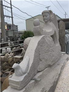 White Granite Human Sculpture,Outdoor Mother and Child High Sculpture,Handcarved Figure Sculptures