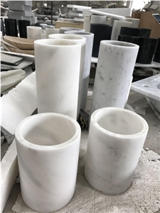 White Marble Candle Holder,Polished Marble Interior Candle Cups