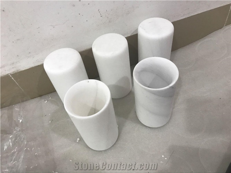White Marble Candle Holder,Polished Marble Interior Candle Cups