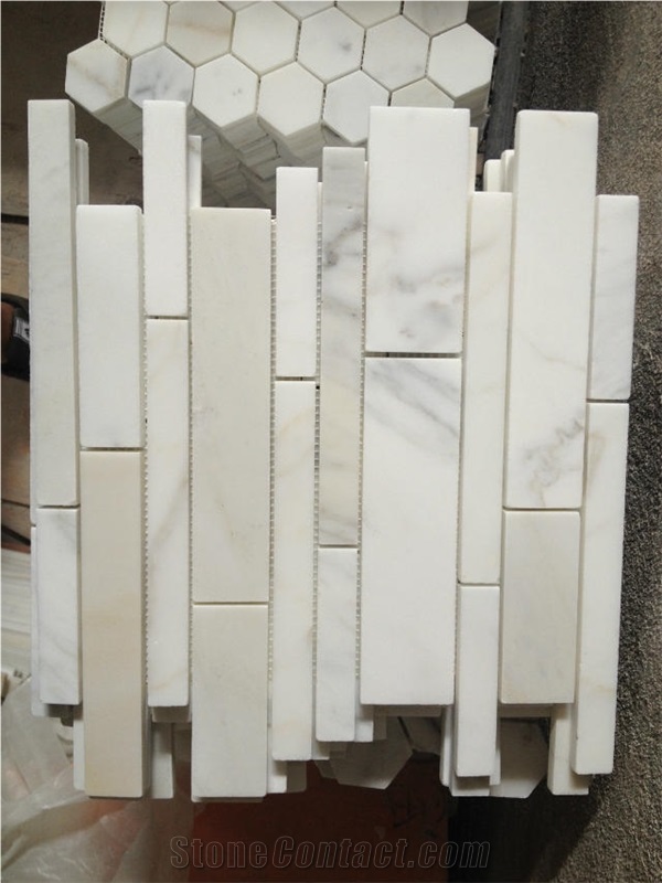 White Marble Polished Mosaic Tile Circle Calacatta Wall Mosaic for Project