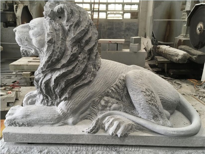China Factory Direct Outdoor Large Carving Lions G603 G633 G654 Grey Granite Western Stone Statues for Decoration