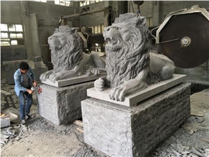 China Factory Direct Outdoor Large Carving Lions G603 G633 G654 Grey Granite Western Stone Statues for Decoration