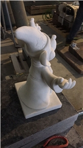 Chinese Manufacturer Handcarved White Marble Mickey Mouse Stone Statue, Children Monuments, Kids Tombstonees