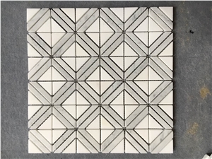 Beige,White,Grey,Marble Square Mosaic Tiles