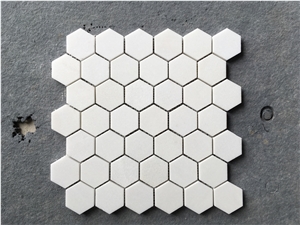 White Marble Mosaic Tile Honeycomb, Bathroom Wall