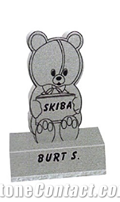 Bear Design Grey Granite Monument Child Tombstone