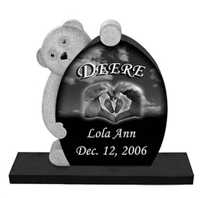 Bear - Jet Black Uprights Monument Tombstone