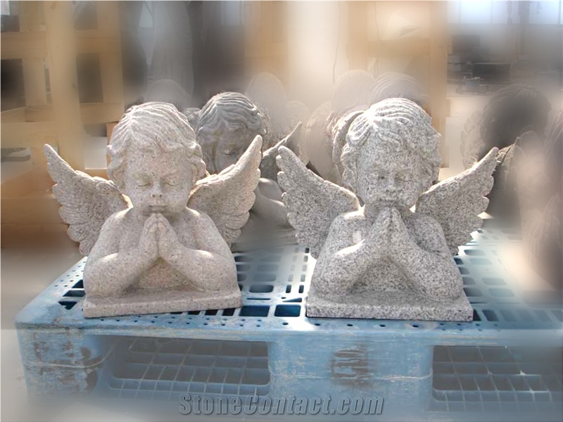 Cupid Sculpture, Beige Granite Angel Sculptures