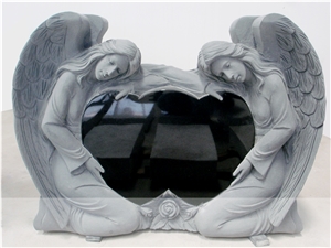 Double Angle Heart-Shaped Monument Upright Tombstone
