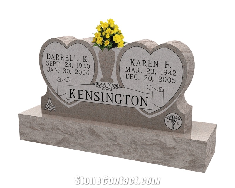 Double Heart Classic Monument Tombstone