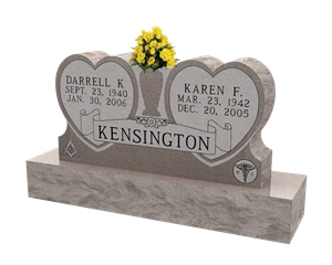 Double Heart Classic Monument Tombstone