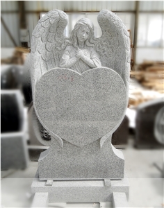 G603 Grey Granite Angel Heart-Shaped Tombstone