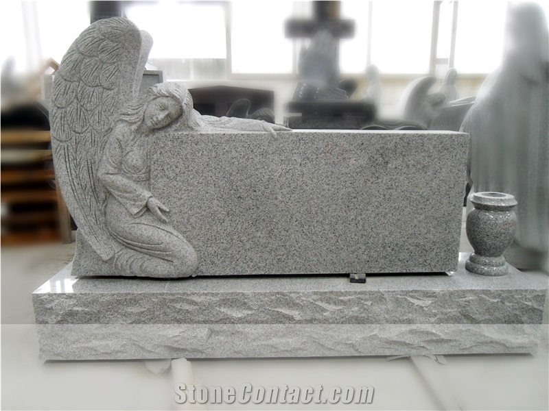 G603 Grey Granite Combined Angel Tombstone