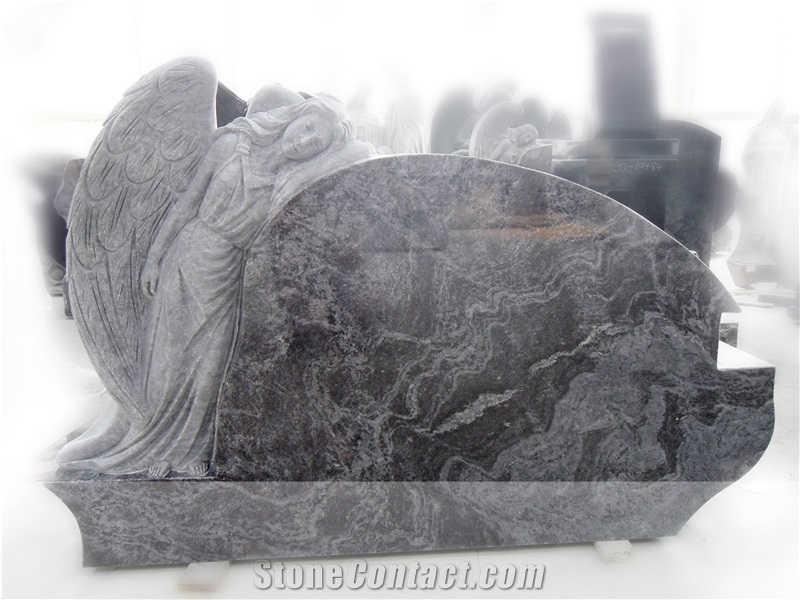 Grey Granite Angel Monument & Tombstone