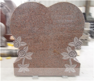 Heart-Shaped India Red Granite Monument Tombstone