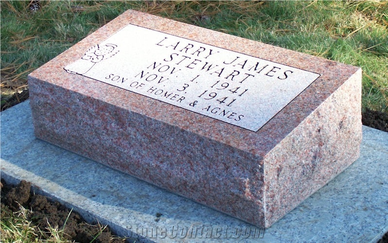 Indian Red Bevels Slant Monument Headstone