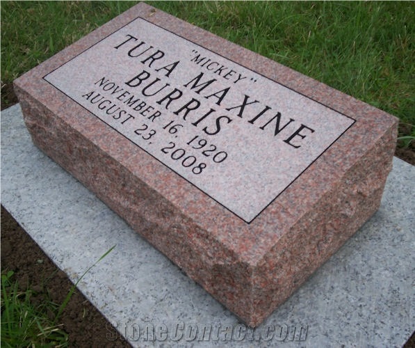 Indian Red Granite Bevels Slant Gravestone Monument Tombstone