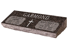 Mahogony Double Bevel Headstone, Brown Granite Slant Gravestone