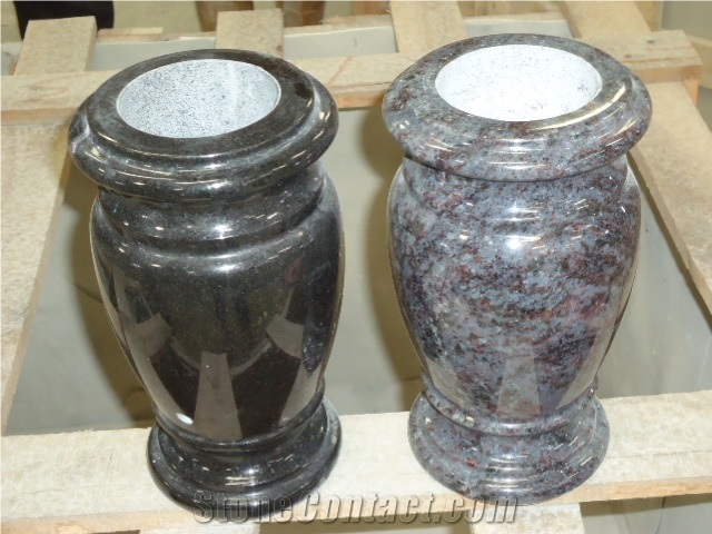 Natural Black Granite Vase, Shanxi Black Granite Monumental Vases