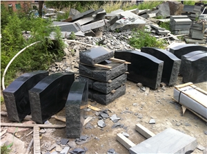 Shanxi Black Granite Bevels Slant Monument Headstone