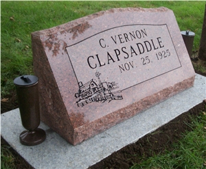 Slant Grave Markers, Indian Red Granite Slant Grave Stone