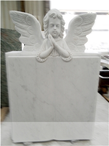 White Marble Upright Monument Tombstone Angle Headstone