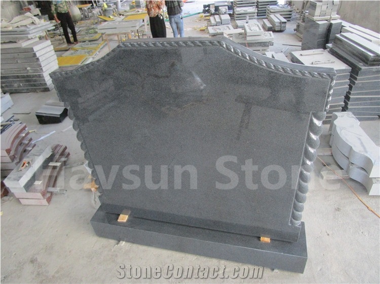 Dark Grey Color Headstone/ Upright Monument with Column Rope Pangdang Grey G654 Tombstone / Gravestone for Ireland