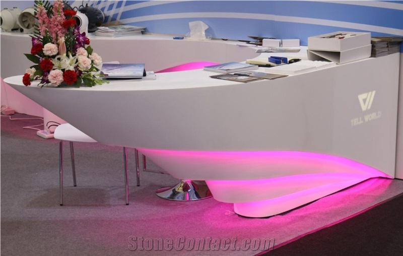 2017 New Design Artificial Marble Stone Led Lighting Reception Desk